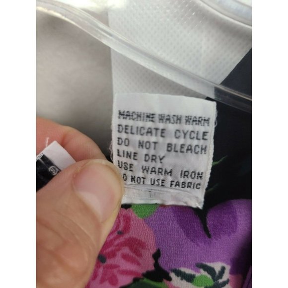 Vintage Andrea Gayle Black Maxi Dress Sz L Floral - Picture 8 of 8